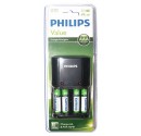 Piles rechargeables R3 chargeur (AAA)-R6 (AA) comprend recarg 4xAA. PHILIPS