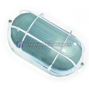 Appliquer grille ovale en aluminium, E27, max. 230C.IP44 60W blanc.